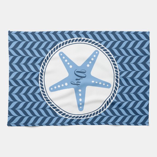 Nautical Blue Starfish kust Theedoek (Horizontaal)