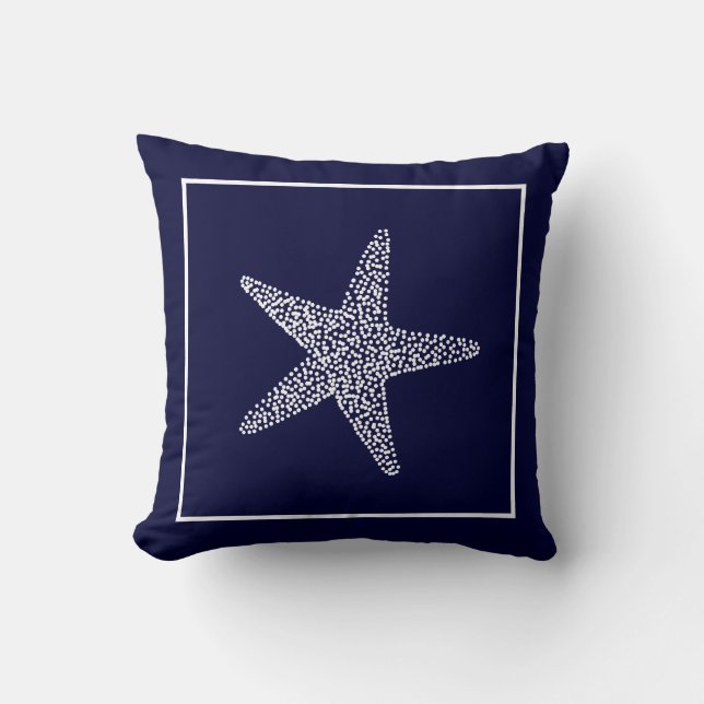 Nautical Blue Starfish Sierkussen CBendel Design (Voorkant)