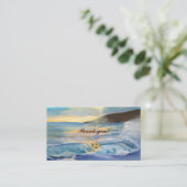 Nautical blue strand sunset bedankt informatiekaartje (Staand voorkant)