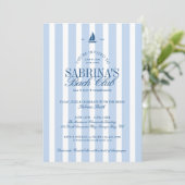Nautical Blue Strepen Bachelorette Feest  Kaart (Staand voorkant)