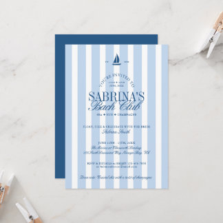Nautical Blue Strepen Bachelorette Feest Kaart