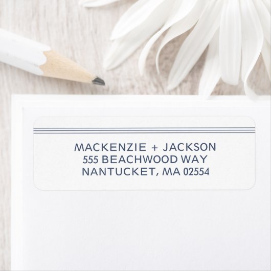 Nautical Blue Stripe Beach Wedding Etiket (Insitu)