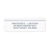 Nautical Blue Stripe Beach Wedding Etiket (Voorkant)