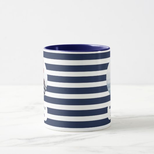 Nautical Blue Stripe Foto Mok (Midden)