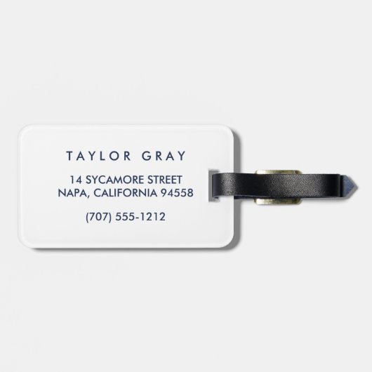 Nautical Blue Stripe Navy Anchor Personalized Bagagelabel (Achterkant horizontaal)