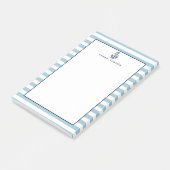Nautical Blue Stripe & Navy Anchor Personalized Post-it® Notes (Schuin)