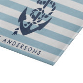Nautical Blue Stripe & Navy Anchor Personalized Snijplank (Hoek)