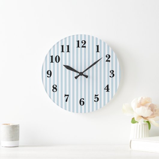 Nautical Blue Stripe Preppy Grote klok (Huis)