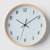 Nautical Blue Stripe Preppy Grote klok (Voorkant)