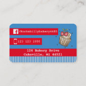 Nautical Blue stripe Tattoo rockable bakery Visitekaartje (Achterkant)