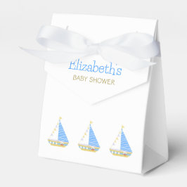Nautical Blue Stripe Zeilboot Baby shower Bedankdoosjes