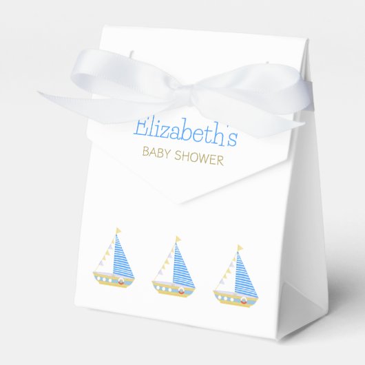 Nautical Blue Stripe Zeilboot Baby shower Bedankdoosjes (Voorkant Zijde)