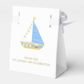 Nautical Blue Stripe Zeilboot Baby shower Bedankdoosjes (Achterkant)