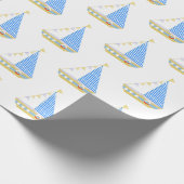 Nautical Blue Stripe Zeilboot Baby shower Cadeaupapier (Hoek)