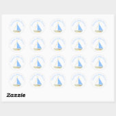 Nautical Blue Stripe Zeilboot Baby shower Ronde Sticker (Vel)