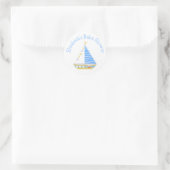 Nautical Blue Stripe Zeilboot Baby shower Ronde Sticker (Tas)