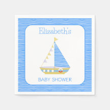 Nautical Blue Stripe Zeilboot Baby shower