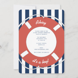 Nautical Blue Striped Ahoy Het is een jongen! Baby Kaart