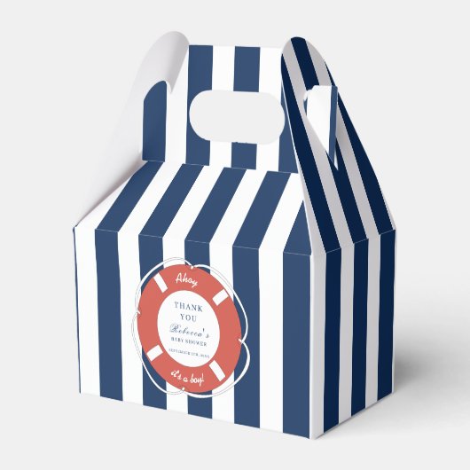 Nautical Blue Striped Baby shower Boy Bedankdoosjes (Voorkant Zijde)
