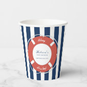 Nautical Blue Striped Baby shower Boy Papieren Bekers (Voorkant)