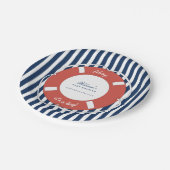 Nautical Blue Striped Baby shower Boy Papieren Bordje (Gekanteld)