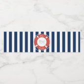 Nautical Blue Striped Baby shower Boy Waterfles Etiket (Enkel label)