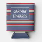 Nautical Blue Striped Custom, kapitein schip Blikjeskoeler (Voorkant)