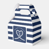 Nautical Blue Striped Heart Anchor Wedding Bedankdoosjes (Voorkant Zijde)