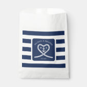 Nautical Blue Striped Heart Anchor Wedding Bedankzakje (Voorkant)