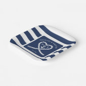 Nautical Blue Striped Heart Anchor Wedding Papieren Bordje (Gebogen)