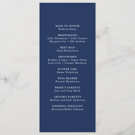 Nautical Blue Striped Heart Anchor Wedding Programmakaart (Achterkant)