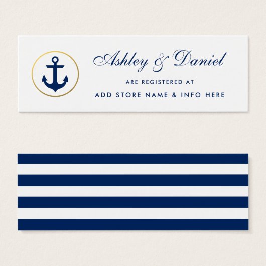 Nautical Blue Striped Registry Insert Kaart (Voorkant /achterkant)