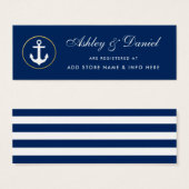 Nautical Blue Striped Wedding Registry Insert Kaar Mini Visitekaartjes (Voorkant /achterkant)