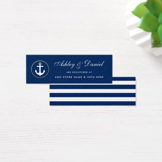 Nautical Blue Striped Wedding Registry Insert Kaar Mini Visitekaartjes (Bureau)