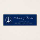Nautical Blue Striped Wedding Registry Insert Kaar Mini Visitekaartjes (Voorkant)