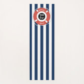 Nautical Blue Striped Welcome Aboard Logo Yogamat (Voorkant)
