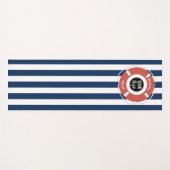 Nautical Blue Striped Welcome Aboard Logo Yogamat (Voorkant (horizontaal))