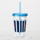 Nautical Blue Striped Welcome Aboard Name Acryl Drinkbeker (Rechts)
