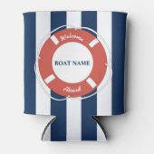 Nautical Blue Striped Welcome Aboard Name Blikjeskoeler (Voorkant)