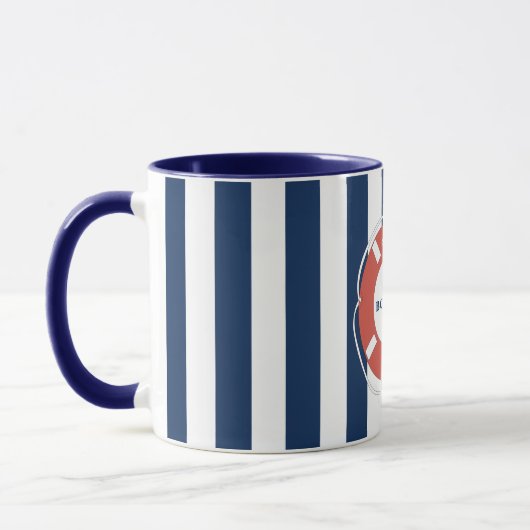 Nautical Blue Striped Welcome Aboard Name Mok (Links)