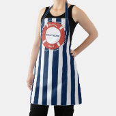 Nautical Blue Striped Welcome Aboard Name Schort (Insitu)