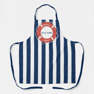 Nautical Blue Striped Welcome Aboard Name Schort