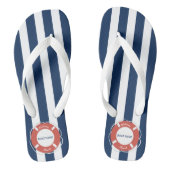 Nautical Blue Striped Welcome Aboard Name Teenslippers (Voetbed)