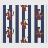 Nautical Blue Stripes Boy Pirate Cadeaupapier (Vlak)