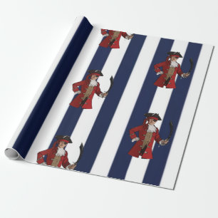 Nautical Blue Stripes Boy Pirate Cadeaupapier