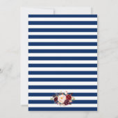 Nautical Blue Stripes Burgundy Invite Kaart (Achterkant)