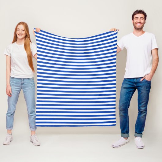 Nautical Blue Stripes Fleece Deken (In situ)