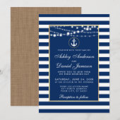 Nautical Blue Stripes Licht Invite B Kaart (Voorkant / Achterkant)