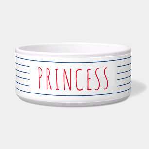 Nautical Blue Stripes met Red Summer Voerbakje