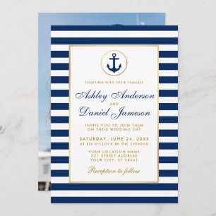 Nautical Blue Stripes Nodig BG foto terug Kaart